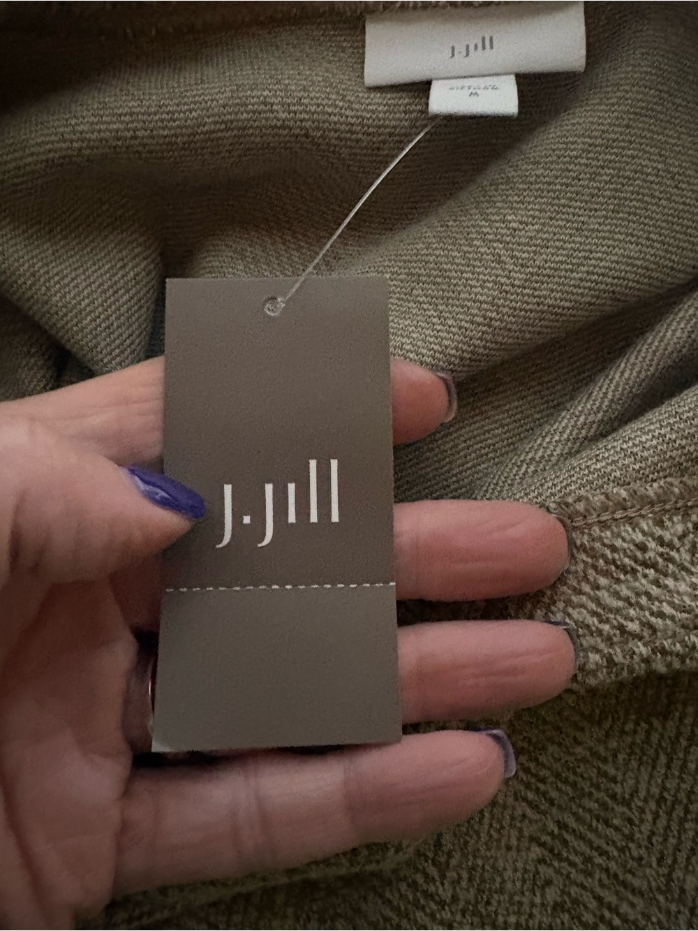 J. Jill Taupe Knit Long Sleeve Shift Dress - Picture 9 of 12